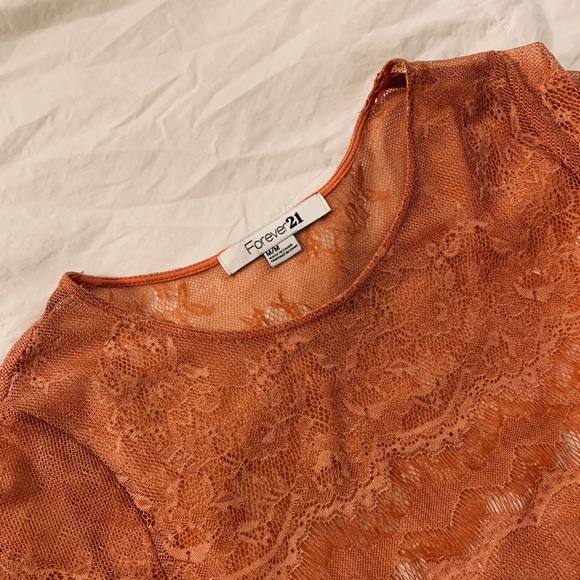 lace burnt-orange top - Picture 2 of 3